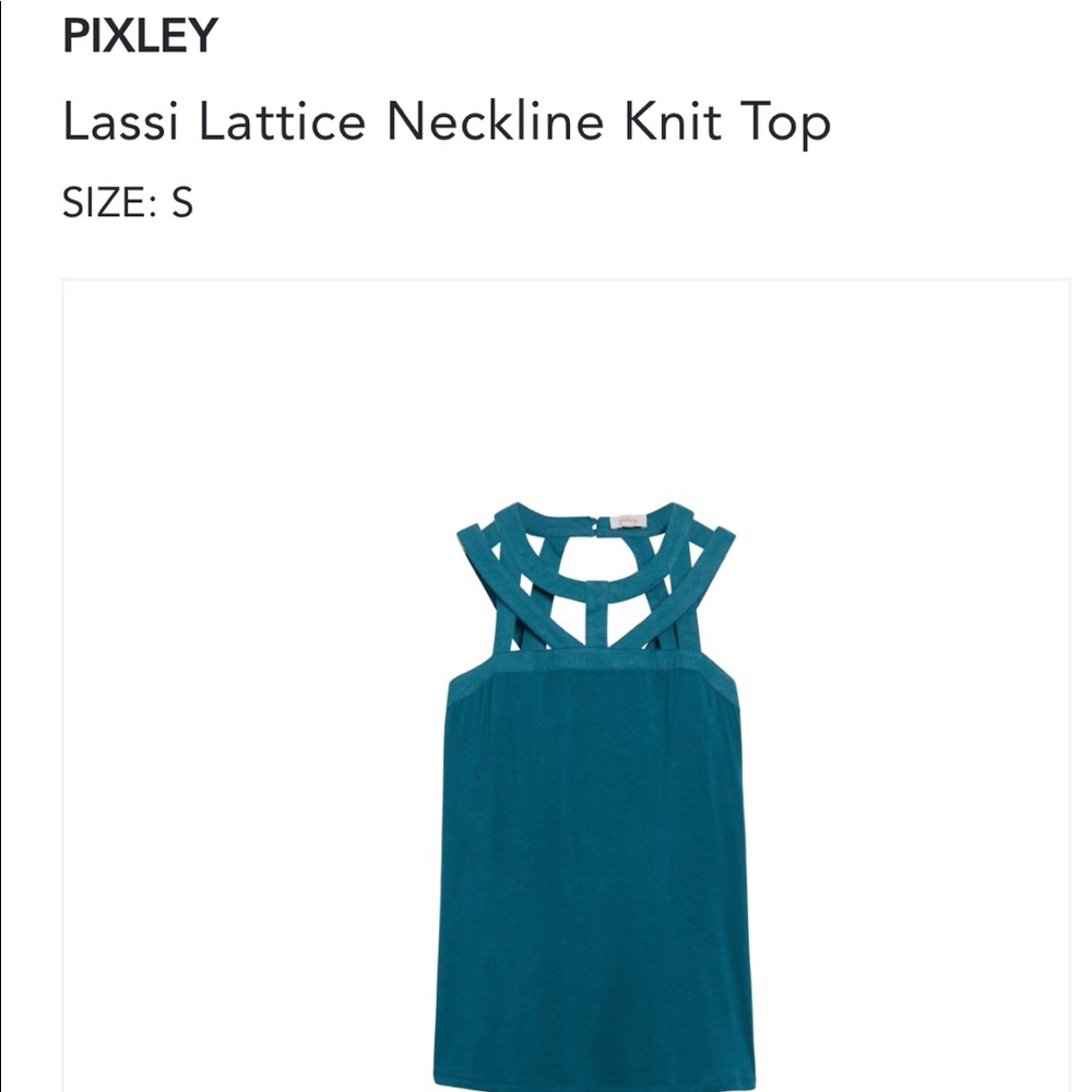 NWT Pixley Lassi Lattice Neckline Knit Top Womens Size Small Teal Green